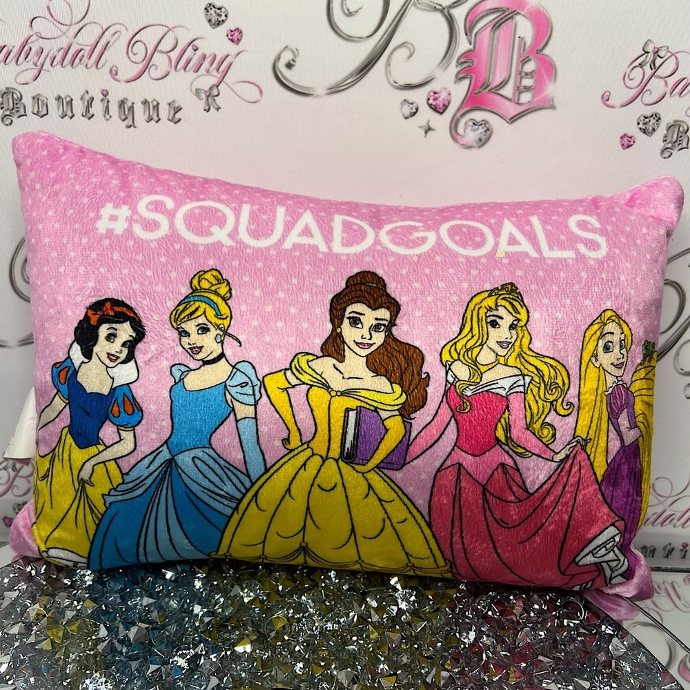 Disney pillow princesses squad goals plush soft Cinderella Belle Snow White pink